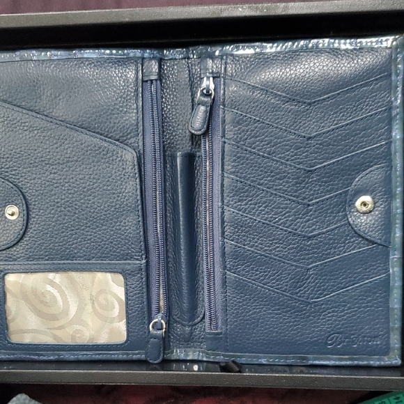 Brighton Metallic Blue Croc-Embossed Wallet - Picture 2 of 8